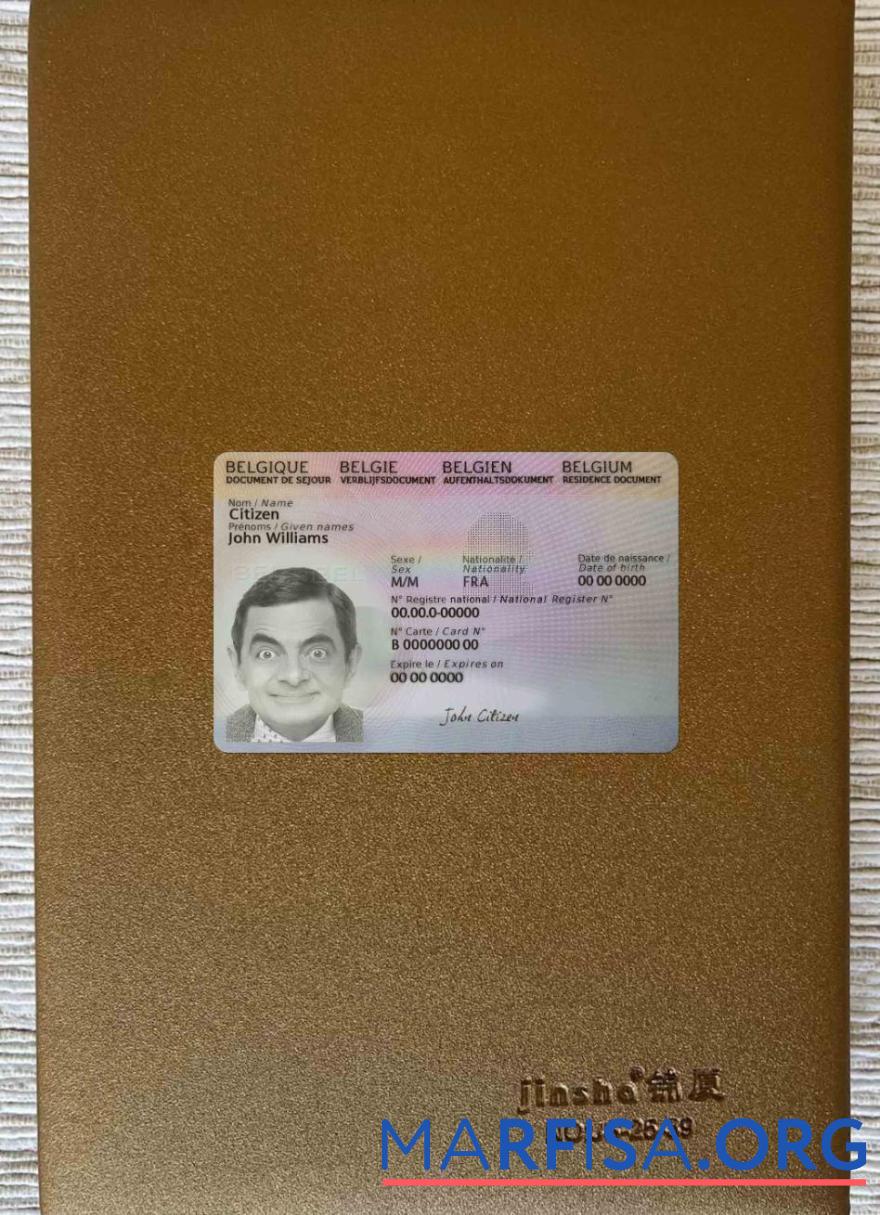 Downloadable Belgium residence card, 2021 present photolook FRONT example